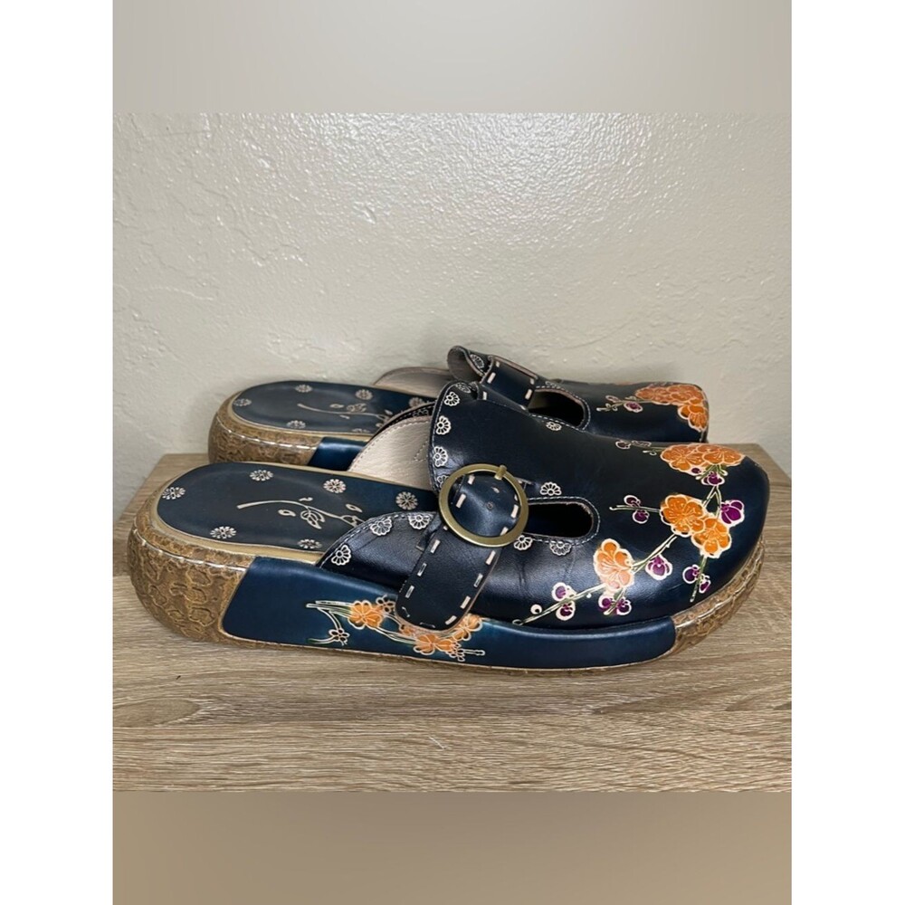 Ethnic Style Printed Flower Summer Slippers Sandal Mule size 41 Boho Hippie